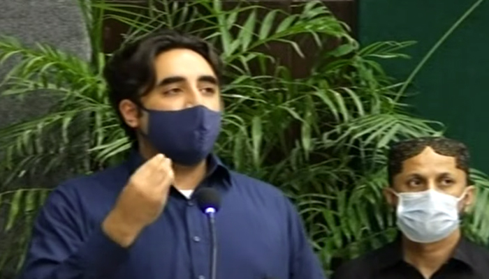 PPP Chairman Bilawal Bhutto-Zardariaddressing an event in Karachi, on July 29, 2021. — YouTube