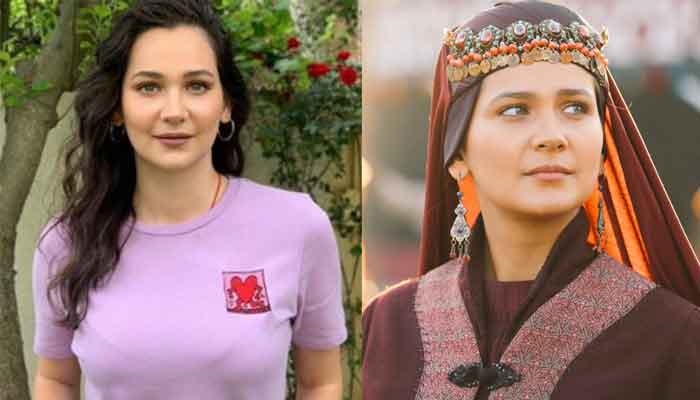 Ertugruls Gulsim Ali aka Aslihan Hatun reacts to Turkey fires
