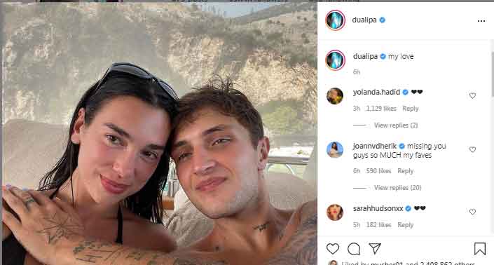 Dua Lipa stuns in selfie with Anwar Hadid