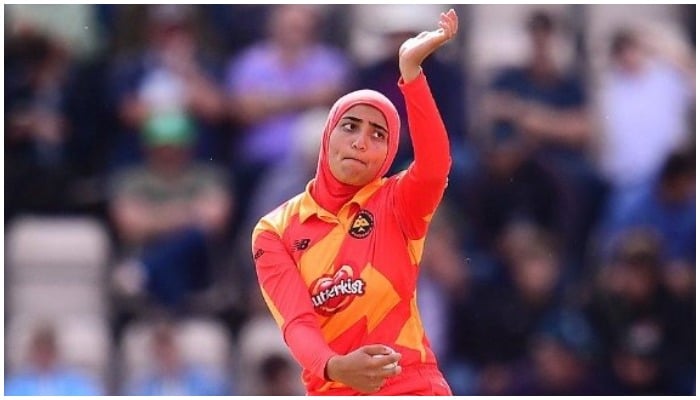 Abtaha Maqsood, 22, plays for the Scottish womens national cricket team. Photo: Twitter/The Hundred