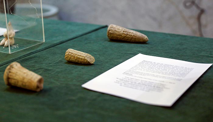 Artifacts seized by the US government and returned to Iraq are displayed at the Ministry of Foreign Affairs in Baghdad, Iraq August 3, 2021. — Reuters