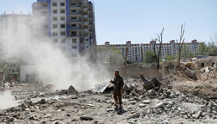 An Afghan National Army (ANA) soldier stands at the site of a blast in Kabul, Afghanistan July 2, 2019. — Reuters/File