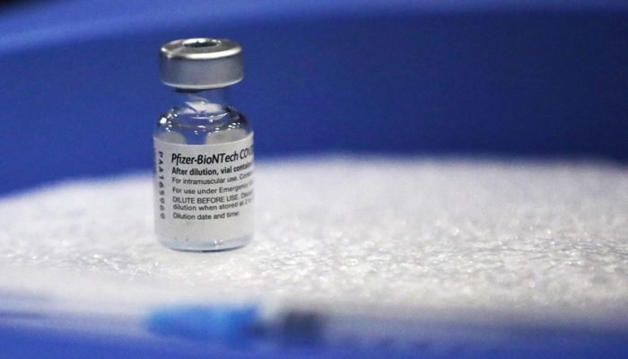 A vial of the Pfizer/BioNTech vaccine against the coronavirus disease (COVID-19) is seen at Movistar Arena in Bogota, Colombia June 16, 2021. Picture taken June 16, 2021. — Reuters/File