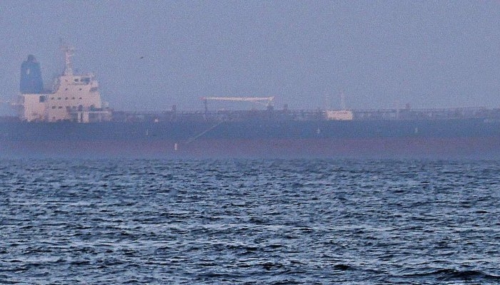 The Israeli-linked Japanese-owned tanker MT Mercer Street is seen off the port of the Gulf Emirate of Fujairah in the United Arab Emirates, Aug. 3, 2021. (AFP Photo)