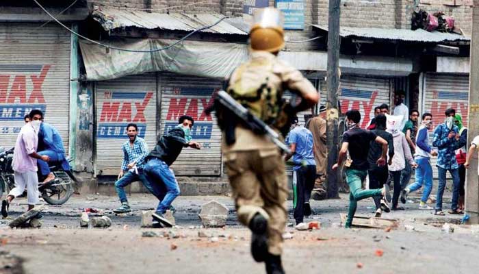 Indian forces resort of tear gas shelling to suppress protests in Indian occupied Kashmir. File photo