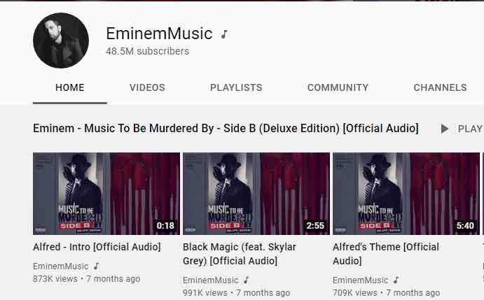 Eminem reaches 48.5 million subscribers on YouTube