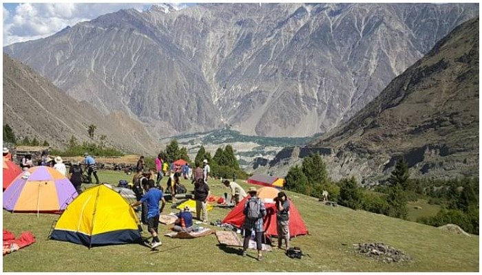 A file photo of people camping in the mountains in Gilgit-Baltistan. Photo: APP
