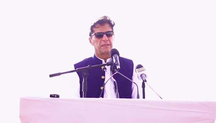Prime Minister Imran Khan addressing a gathering in Lasbela, Balochistan, on August 10, 2021. — YouTube/PakPMO
