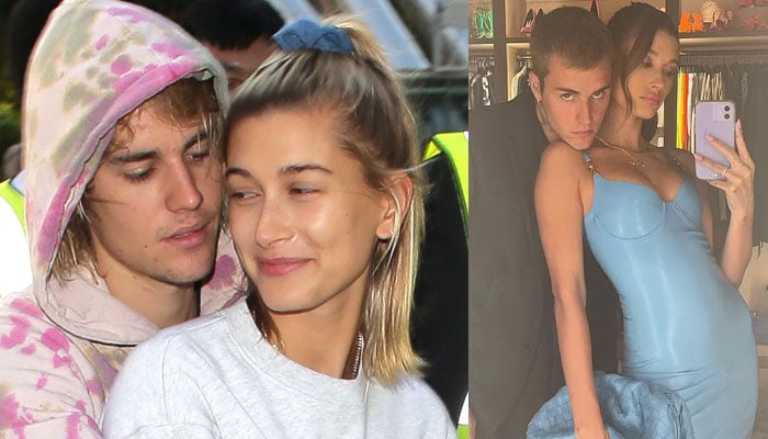 Hailey Bieber sets pulses racing in figure hugging baby blue dress with hubby Justin