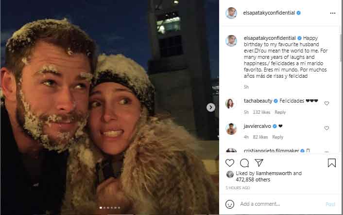 Elsa Pataky calls Chris Hemsworth her favourite husband ever