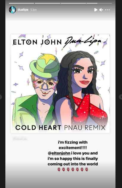 Dua Lipa, Elton Johns Cold Heart (PNAU Remix) to release on Friday