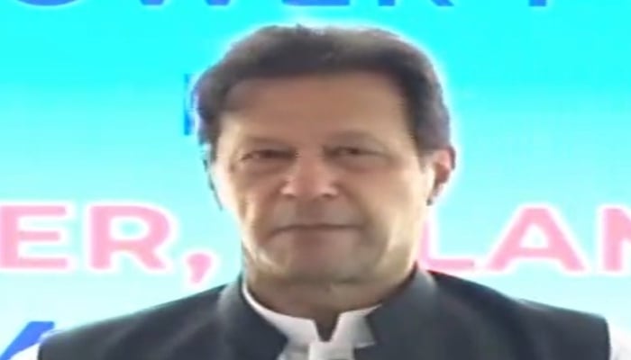 PM Imran Khan speaks during groundbreaking ceremony ofTarbela Dams fifth extension project. Photo: APP