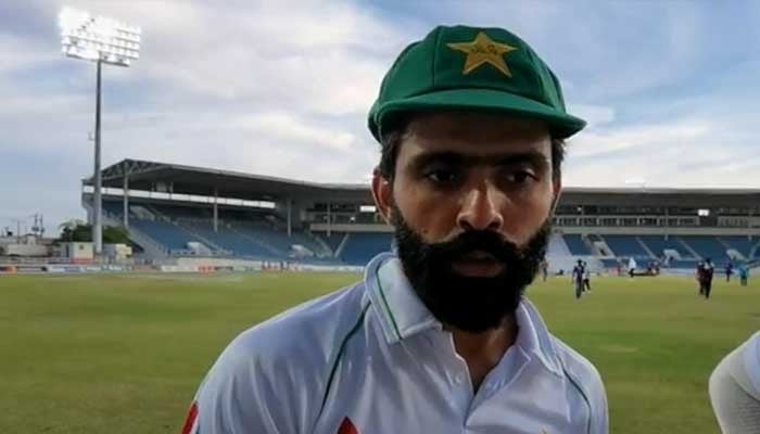 Fawad Alam speaks to media at stumps on Day 1 of the Pakistan vs West Indies Test match.