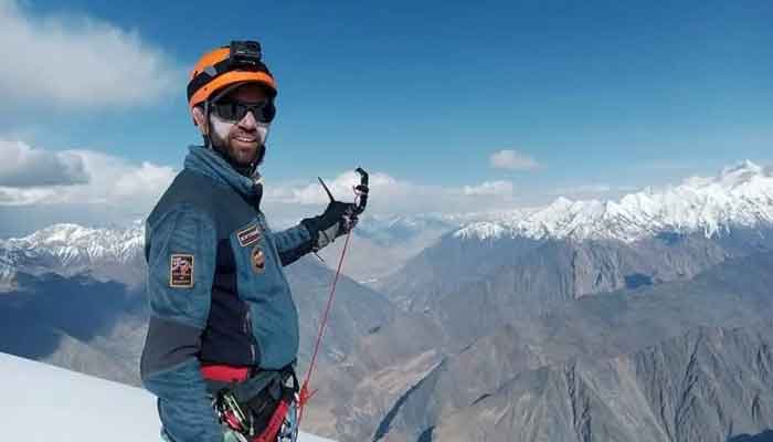 Abdul Joshi photographed on the Passu Cones of the Karakoram mountain range. — Photo courtesy Shimshal mountaineers group