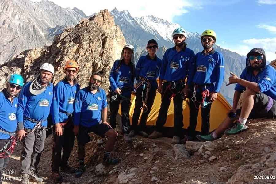 The team after reaching camp 1. — Photo courtesy Shimshal mountaineers group
