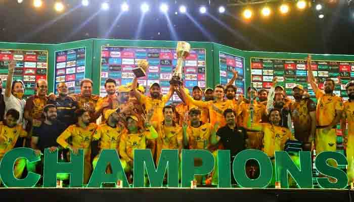 Rawlakot Hawks players after winning the KPL trophy.