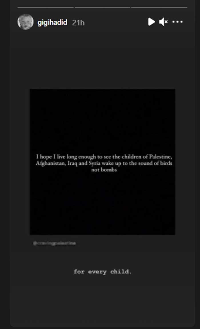 Gigi Hadid optimistic for better future of children in Afghanistan, Palestine
