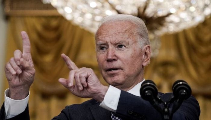 U.S. President Joe Biden delivers remarks on evacuation efforts and the ongoing situation in Afghanistan during a speech in the East Room at the White House in Washington, U.S., August 20, 2021. Photo: Reuters