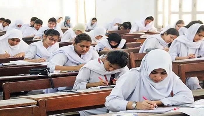 Students seen taking an exam in a classroom. Photo: Geo.tv/ file