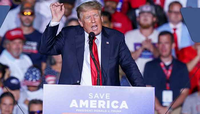 Former US President Donald Trump speaks during a rally in Cullman, Alabama, US, August 21, 2021. — Reuters/Marvin Gentry