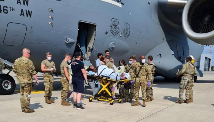 An afghan mother gave birth aboard a US military plane. Courtesy: Air Mobility Command/Twitter/@AirMobilityCmd