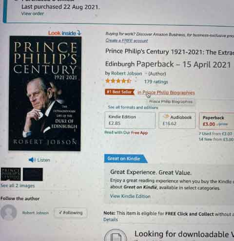 Author elated as Prince Philips Century makes top slot on Amazon
