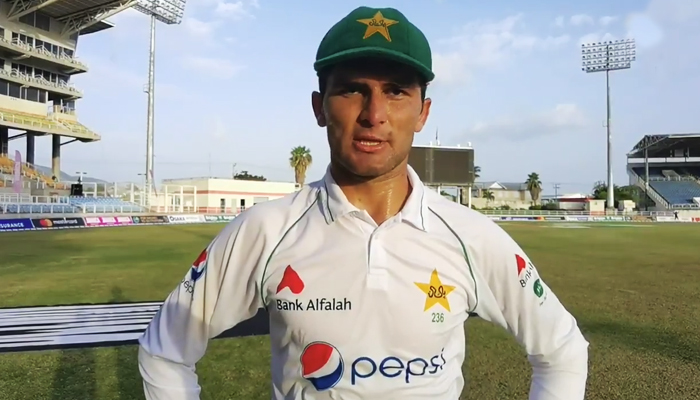 Pacer Shaheen Shah Afridi speaks during a video at Sabina Park, Kingston, Jamaica, on August 24, 2021. — Twitter
