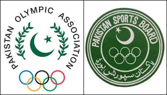 The logos of the Pakistan Olympic Association (POA) (left) and Pakistan Sports Board (PSB). — Facebook/File