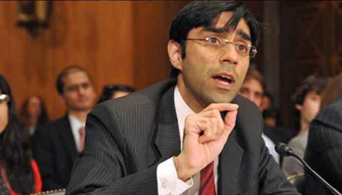 National Security Advisor Moeed Yusuf gestures as he speaks. Photo: File