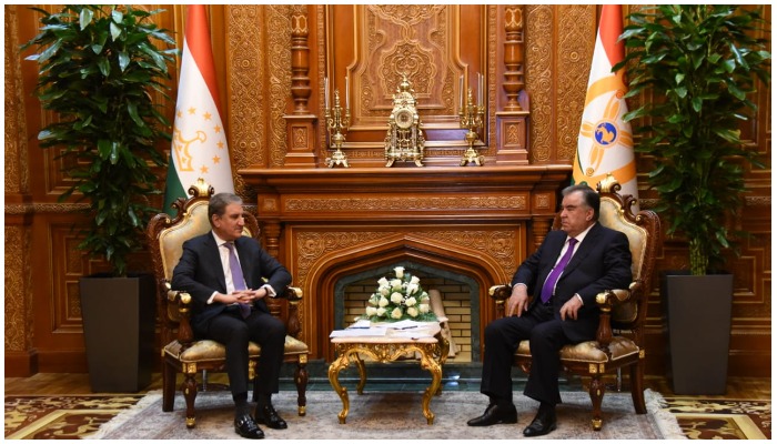 FM Qureshi in a meeting withTajik President Emomli. PhotoSMQureshiPTI/Twitter