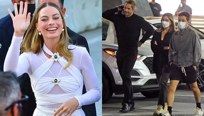 Margot Robbie enjoys dinner with hubby Tom Ackerley and pal Rami Malek