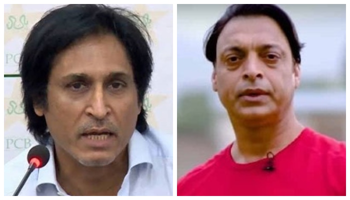 Former Pakistan captain Ramiz Raja (L) and ex-fast bowler Shoaib Akhat. Photo: File