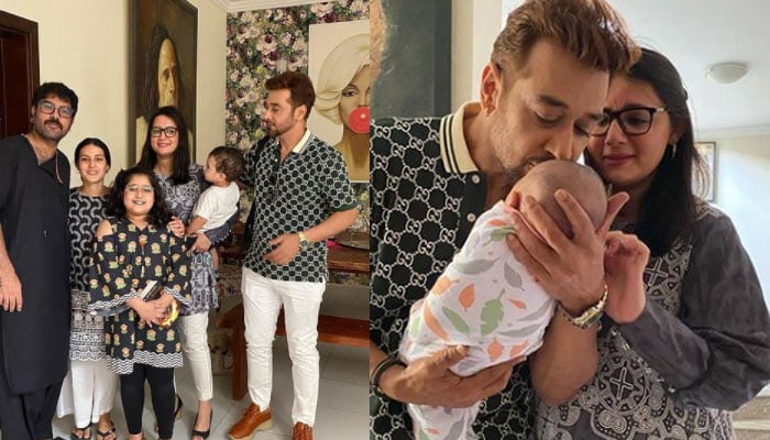 Iqra Aziz, Yasir Hussains newborn gets visit from Taya Jaan Faysal Quraishi