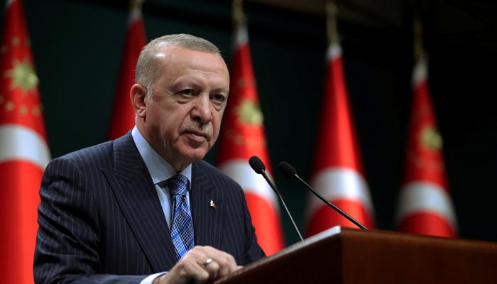 Turkish President Tayyip Erdogan gives a statement after a cabinet meeting in Ankara, Turkey, May 17, 2021. — Reuters/File