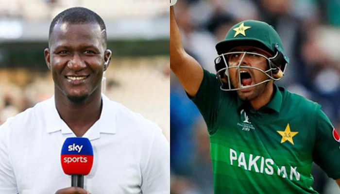 Pakistani skipper Babar Azam (left) andformer West Indies captain Daren Sammy. — Twitter/Reuters/File