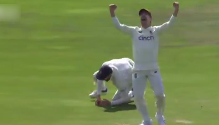 The England teams winning moment during the third Test at Headingley, on August 28, 2021. — Twitter