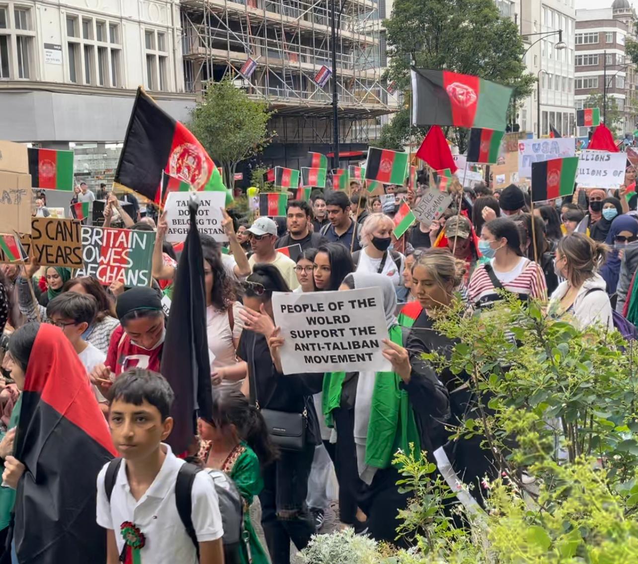 Large number of Afghans march in London against Taliban rule