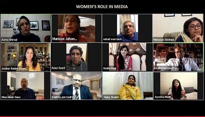 Senior journalists sharing their views regarding the role of women in media— Geo News