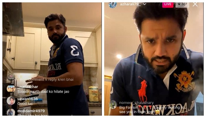 Azhar Ali hosts Instagram live while quarantining in England. Courtesy: Geo.tv Screengrab/@Azharali79_