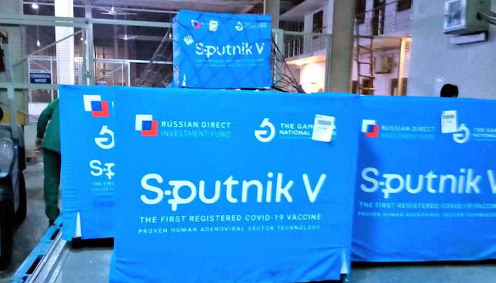 A consignment of Russian made Sputnik V COVID-19 vaccine, purchased by the National Disaster Management Authority, has arrived in Islamabad. Photo: Courtesy Radio Pakistan