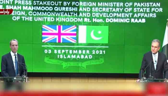 British foreign secretary (L) and Foreign Minister Shah Mahmood Qureshi. Photo: Geo News screengrab