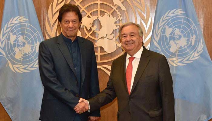 In this Sep 2019 file photo, Prime Minister Imran Khan meets UN Secretary General Antonio Guterres in New York. — Photo courtesy Prime Minister Office
