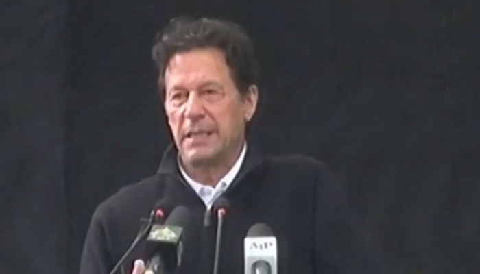 Prime Minister Imran Khan addressing groundbreaking ceremony of a five-star hotel in Nathia Gali. Photo: Screengrab