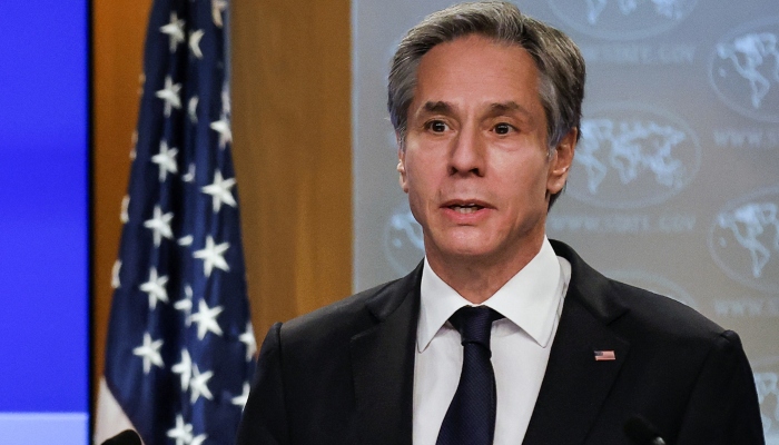 US Secretary of State Antony Blinken addresses the media. Photo: AFP