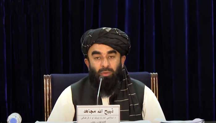Taliban spokesman Zabihullah Mujahid addressing a press conference in Kabul to announce some of the key positions in the new, acting Afghan government, on September 7, 2021. — Screengrab from video courtesy Al Jazeera
