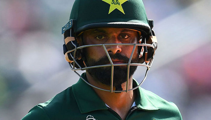 Pakistani cricketer Mohammad Hafeez looks on during a match. Photo: file