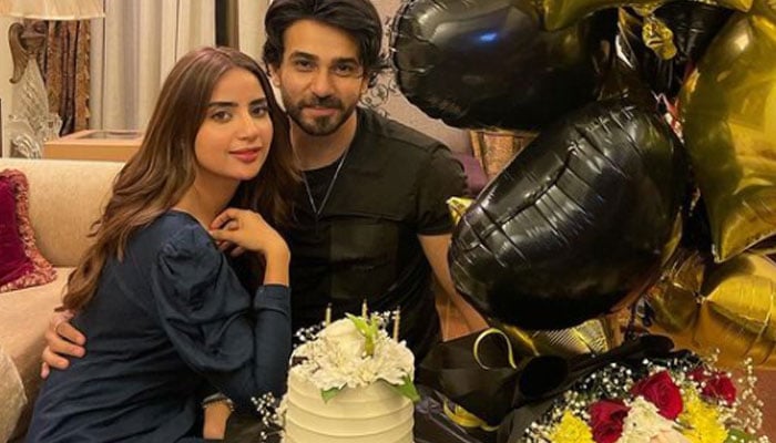 Ali Ansari birthday surprise features fiance Saboor Aly, balloons and cake