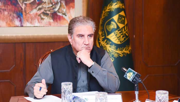 Foreign Minister Shah Mahmood Qureshi participating in the Ministerial Coordination Session hosted by the US and Germany, on September 8, 2021. — Twitter/Ministry of Foreign Affairs