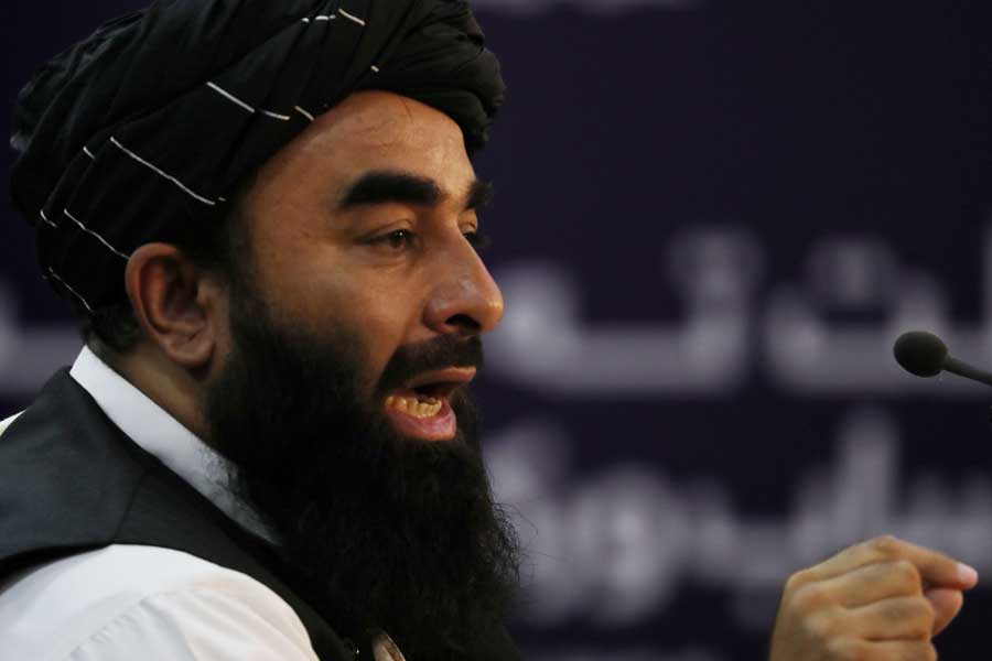 Taliban spokesman Zabihullah Mujahid speaks during a news conference in Kabul, Afghanistan, September 6, 2021. — Reuters/Stringer