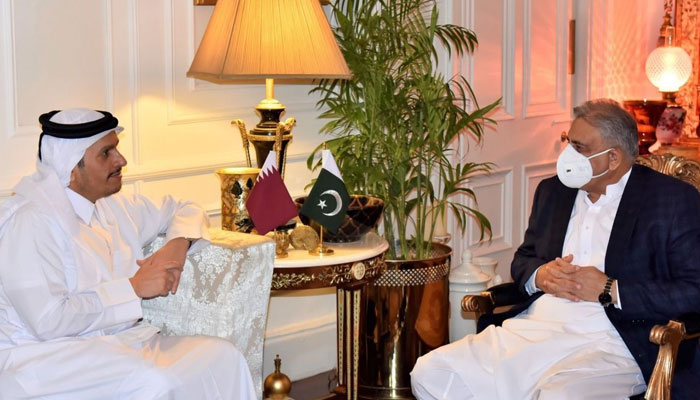 His Excellency, Mr Sheikh Mohammed bin Abdulrahman bin Jassim Al Thani, Deputy Prime Minister and Minister of Foreign Affairs of the state of Qatar called on Army Chief General Qamar Javed Bajwa in Rawalpindi. ISPR